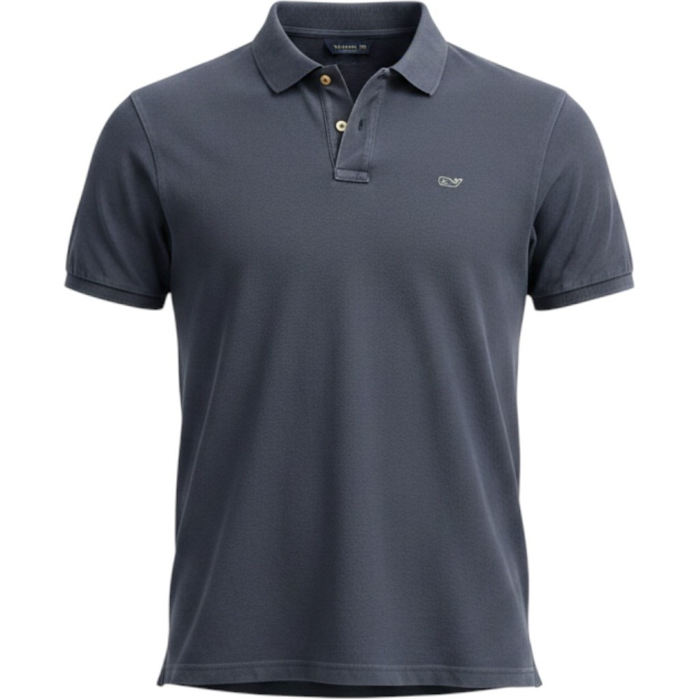 Vineyard Vines Mens Navy Blue Short Sleeve Pique Polo Shirt Whale Logo Size M